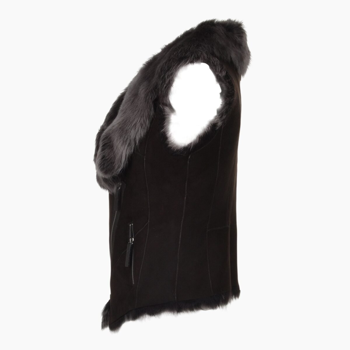 Toscana Suede Leather Biker Gilet Brown