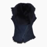 Toscana Suede Leather Biker Gilet Ombre Blue