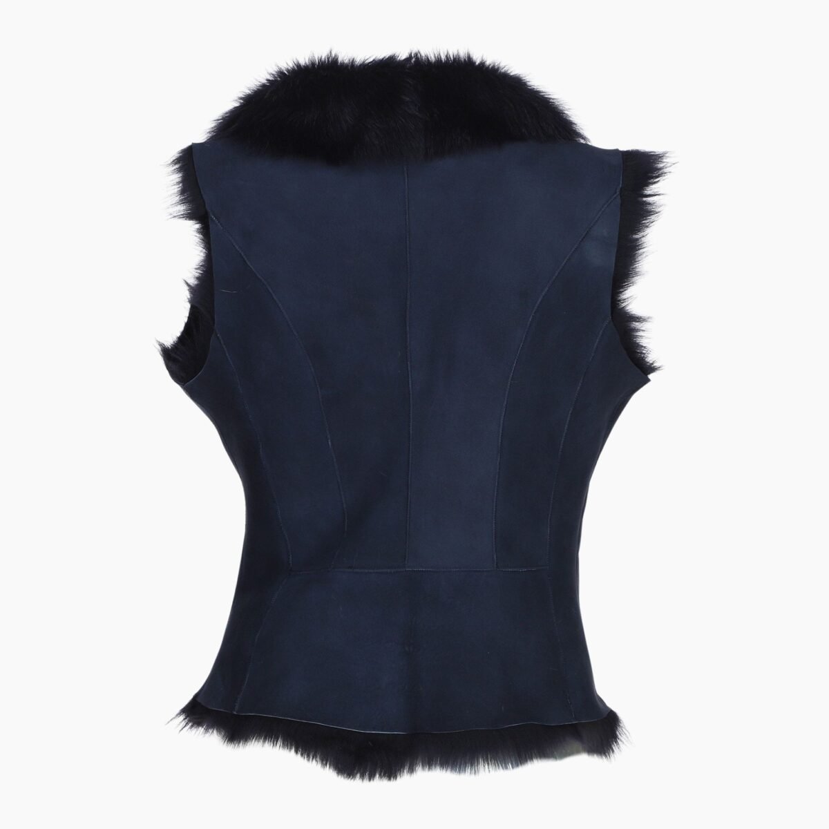 Toscana Suede Leather Biker Gilet Ombre Blue