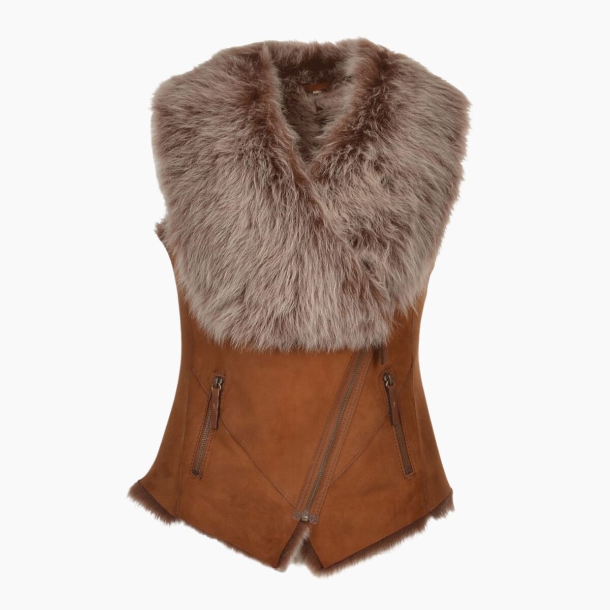 Toscana Suede Leather Biker Gilet Tan Toscana Suede Leather Biker Gilet Tan