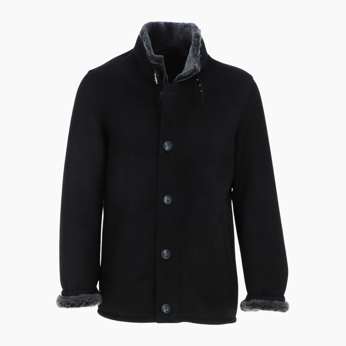 Vogue Mens Shearling Coat Black Vogue Mens Shearling Coat Black