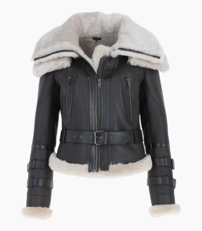 Women's Aviator Shearling Leather Jacket Brown