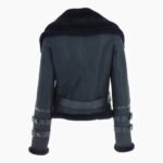 Women's Aviator Shearling Leather Jacket Ombre Blue