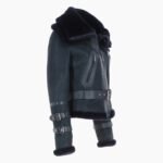 Women's Aviator Shearling Leather Jacket Ombre Blue