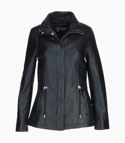 Womens Casual Leather Jacket Black