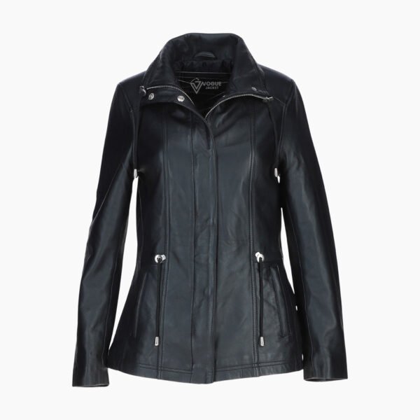 Womens Casual Leather Jacket Black