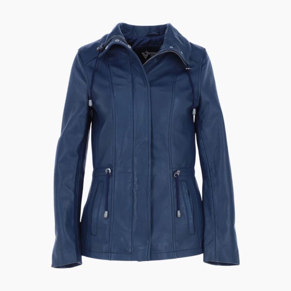 Womens Casual Leather Jacket Navy
