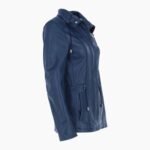 Womens Casual Leather Jacket Navy