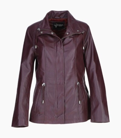 Womens Casual Leather Jacket Oxblood