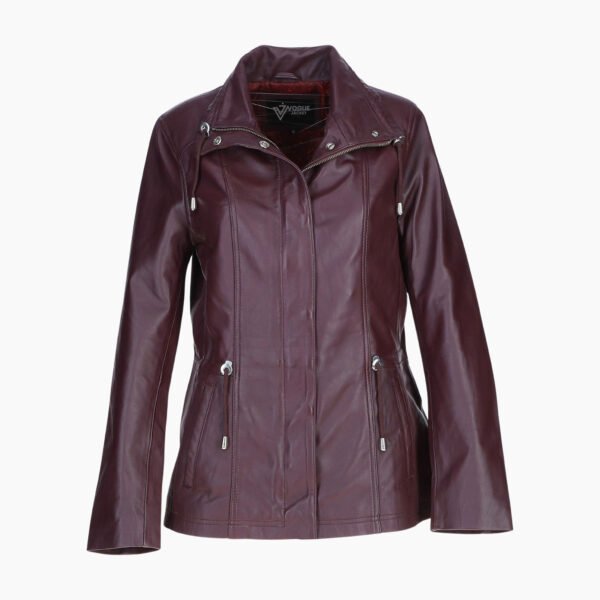 Womens Casual Leather Jacket Oxblood