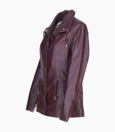 Womens Casual Leather Jacket Oxblood