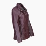 Womens Casual Leather Jacket Oxblood