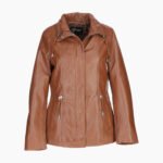 Womens Casual Leather Jacket Tan