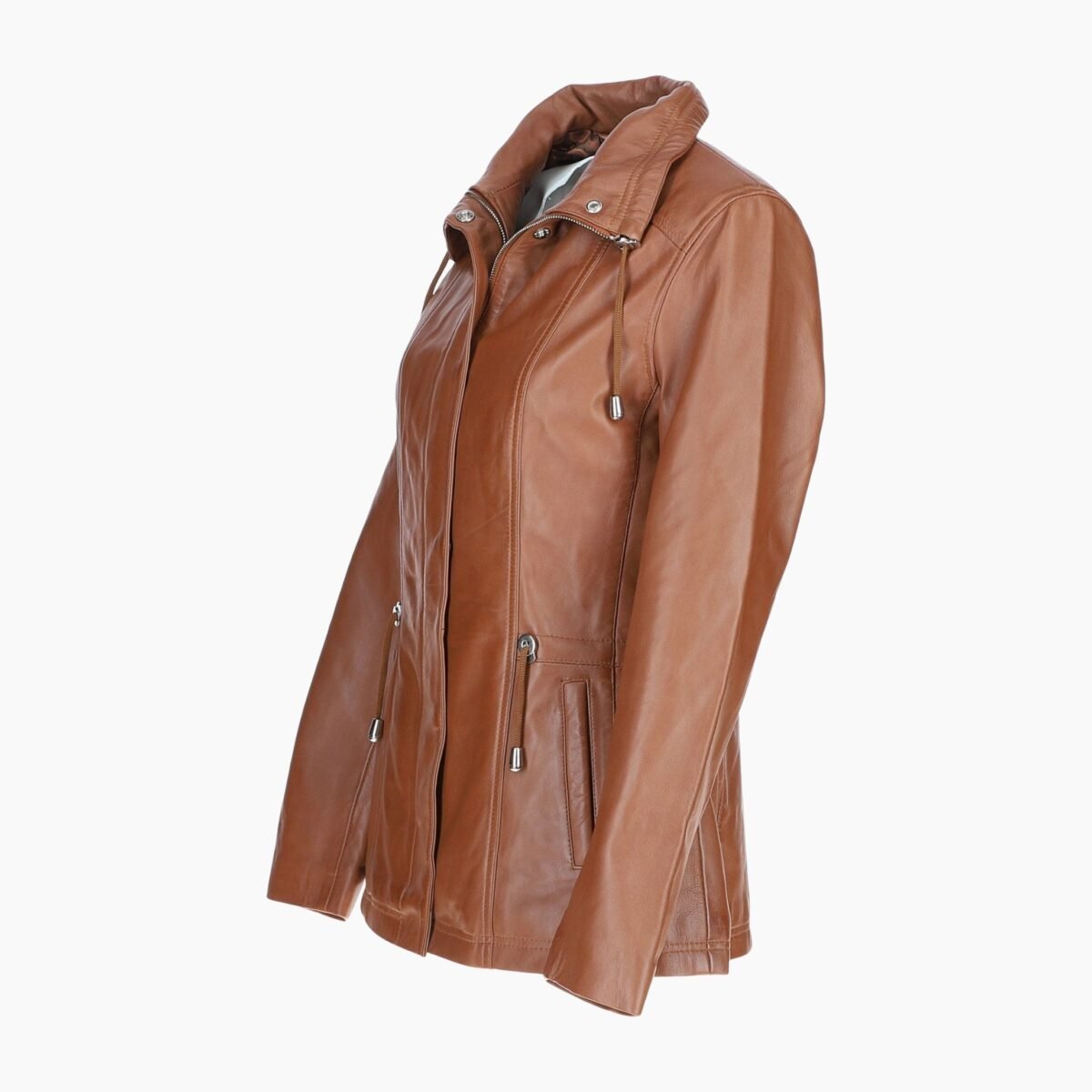 Womens Casual Leather Jacket Tan