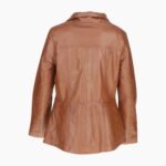 Womens Casual Leather Jacket Tan