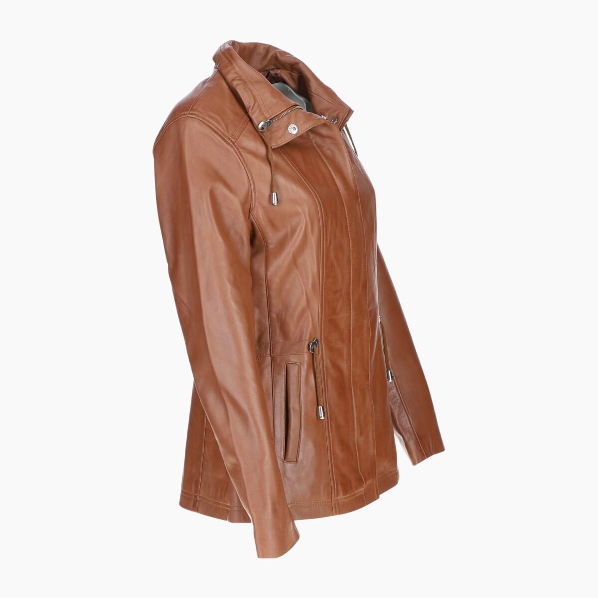 Womens Casual Leather Jacket Tan