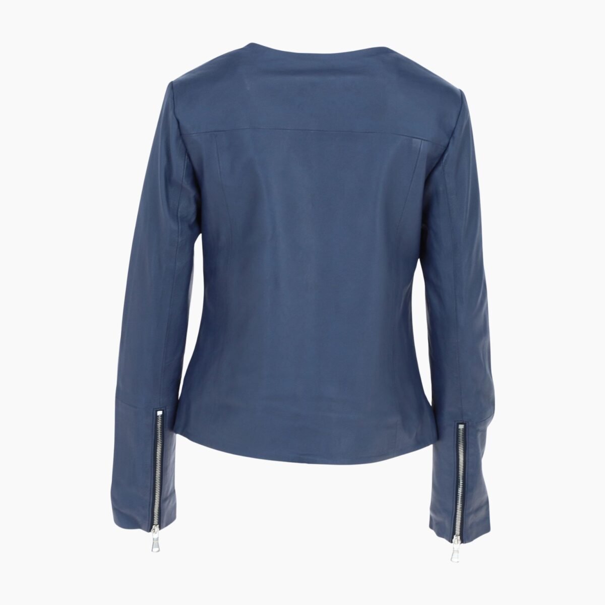 Womens Collarless Leather Fashion Jacket Purple Elizabeth