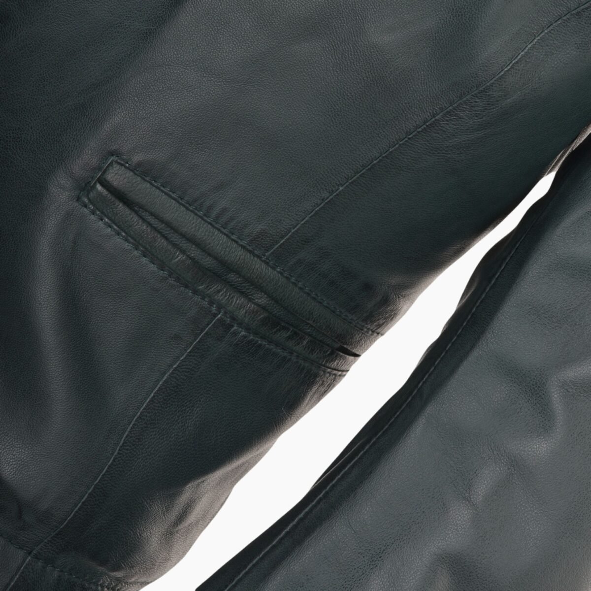 Womens Collarless Leather Jacket Green