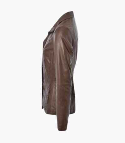 Womens Genuine Leather Jacket Brown