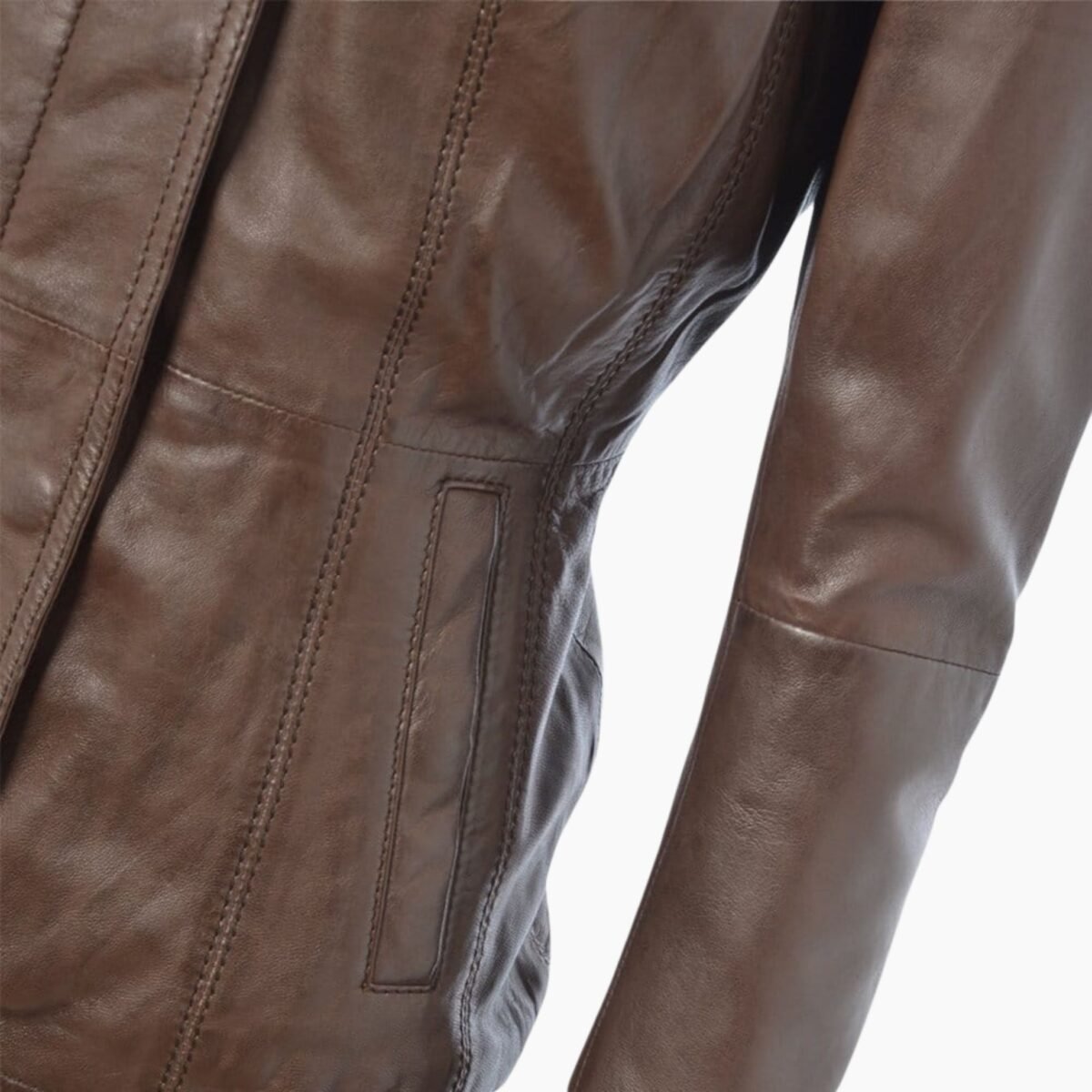 Womens Genuine Leather Jacket Brown