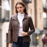 Womens Genuine Leather Jacket Brown