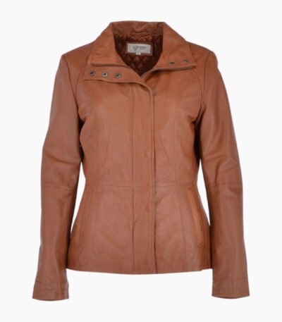 Womens Genuine Leather Jacket Tan