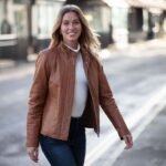 Womens Genuine Leather Jacket Tan