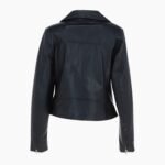 Womens Genuine Leather Slim Fit Biker Jacket Black