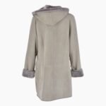 Women's Gray Suede Sheepskin Hooded Coat