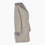 Women's Gray Suede Sheepskin Hooded Coat