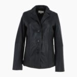 Womens Leather Blazer Jacket Black