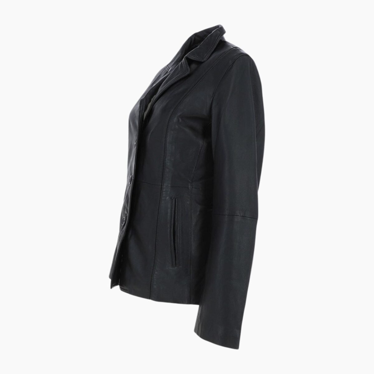 Womens Leather Blazer Jacket Black