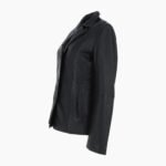 Womens Leather Blazer Jacket Black