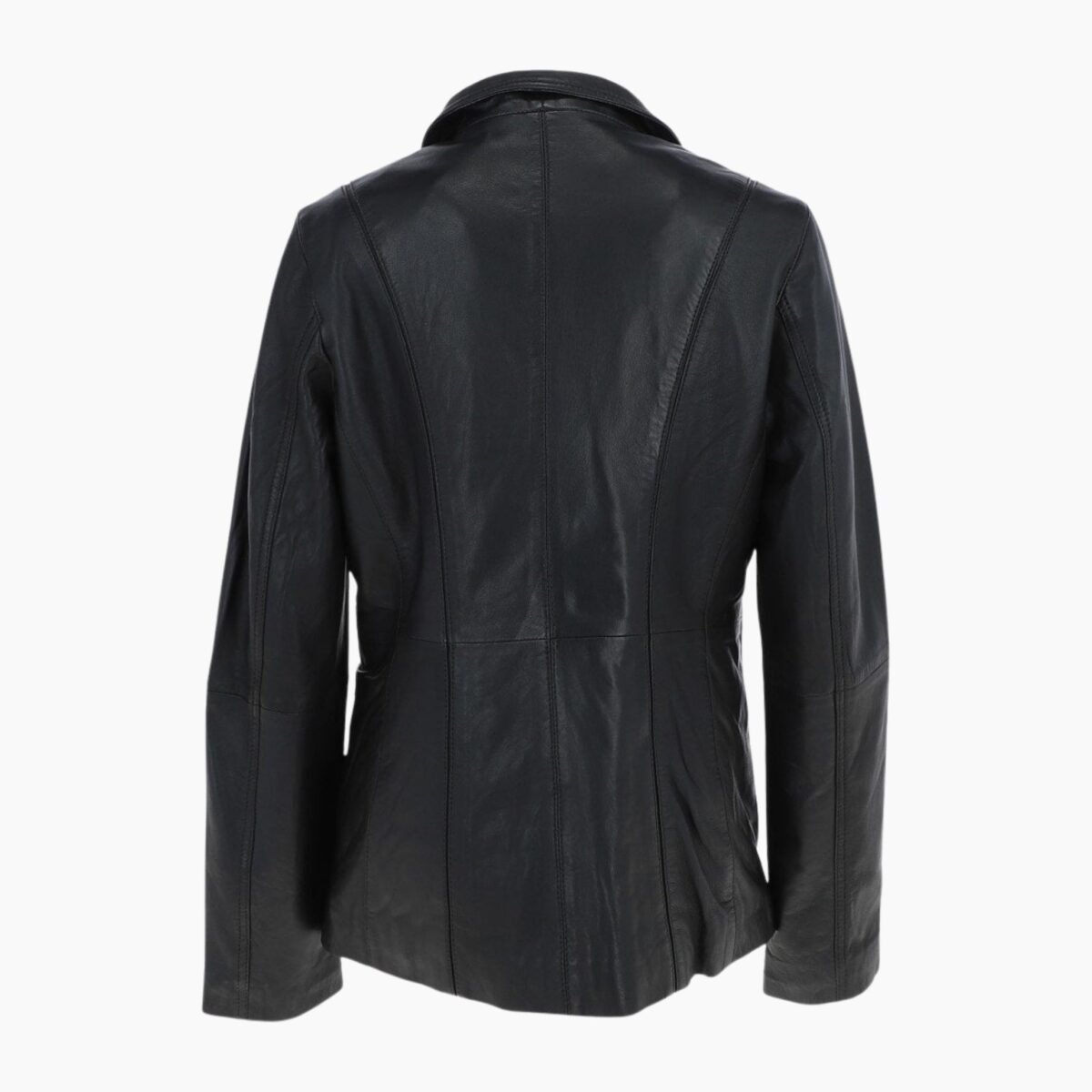 Womens Leather Blazer Jacket Black
