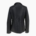 Womens Leather Blazer Jacket Black