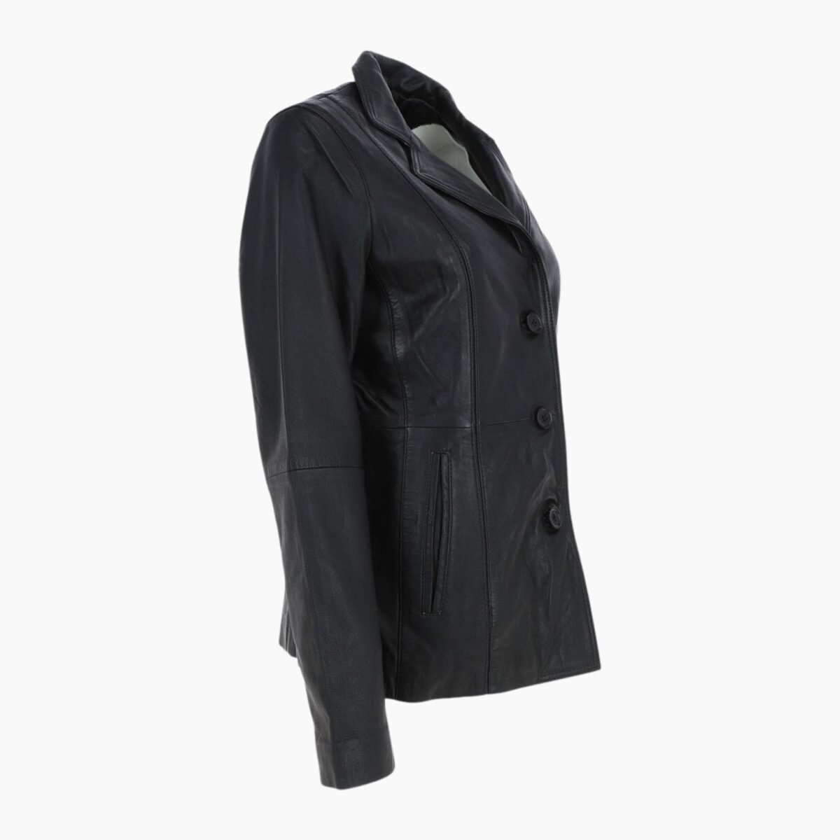 Womens Leather Blazer Jacket Black