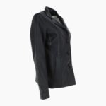 Womens Leather Blazer Jacket Black