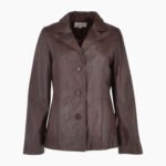 Womens Leather Blazer Jacket Brown