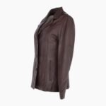 Womens Leather Blazer Jacket Brown