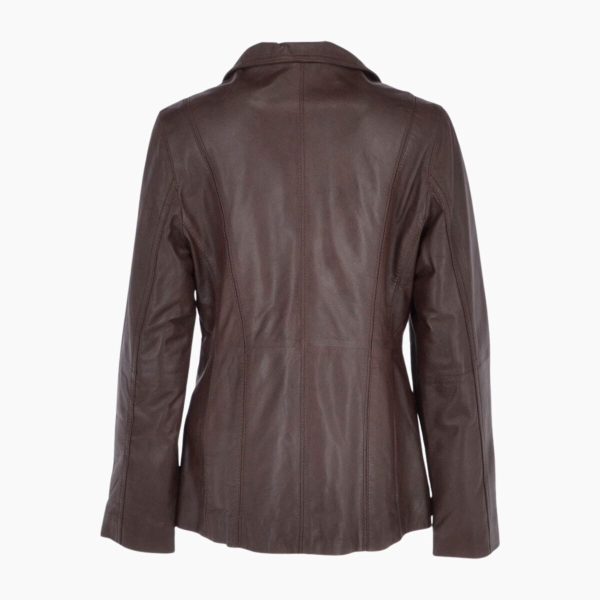 Womens Leather Blazer Jacket Brown