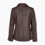 Womens Leather Blazer Jacket Brown