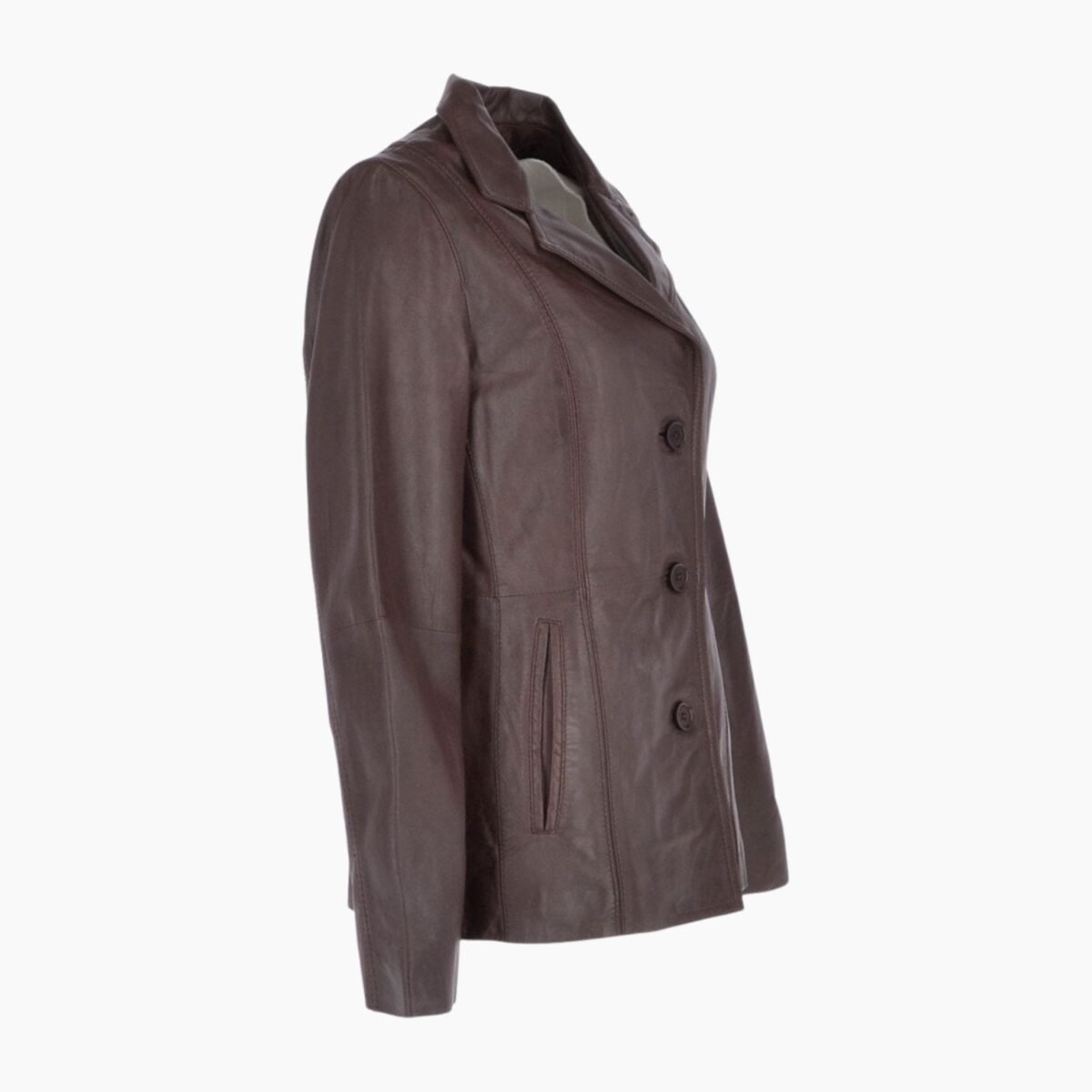 Womens Leather Blazer Jacket Brown