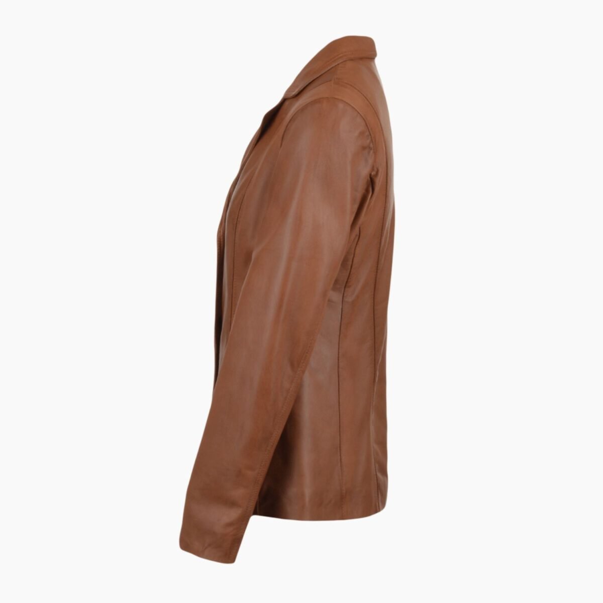 Womens Leather Blazer Jacket Cognac