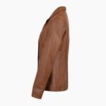 Womens Leather Blazer Jacket Cognac