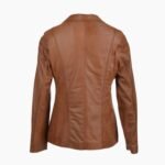 Womens Leather Blazer Jacket Cognac