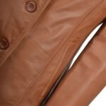 Womens Leather Blazer Jacket Cognac