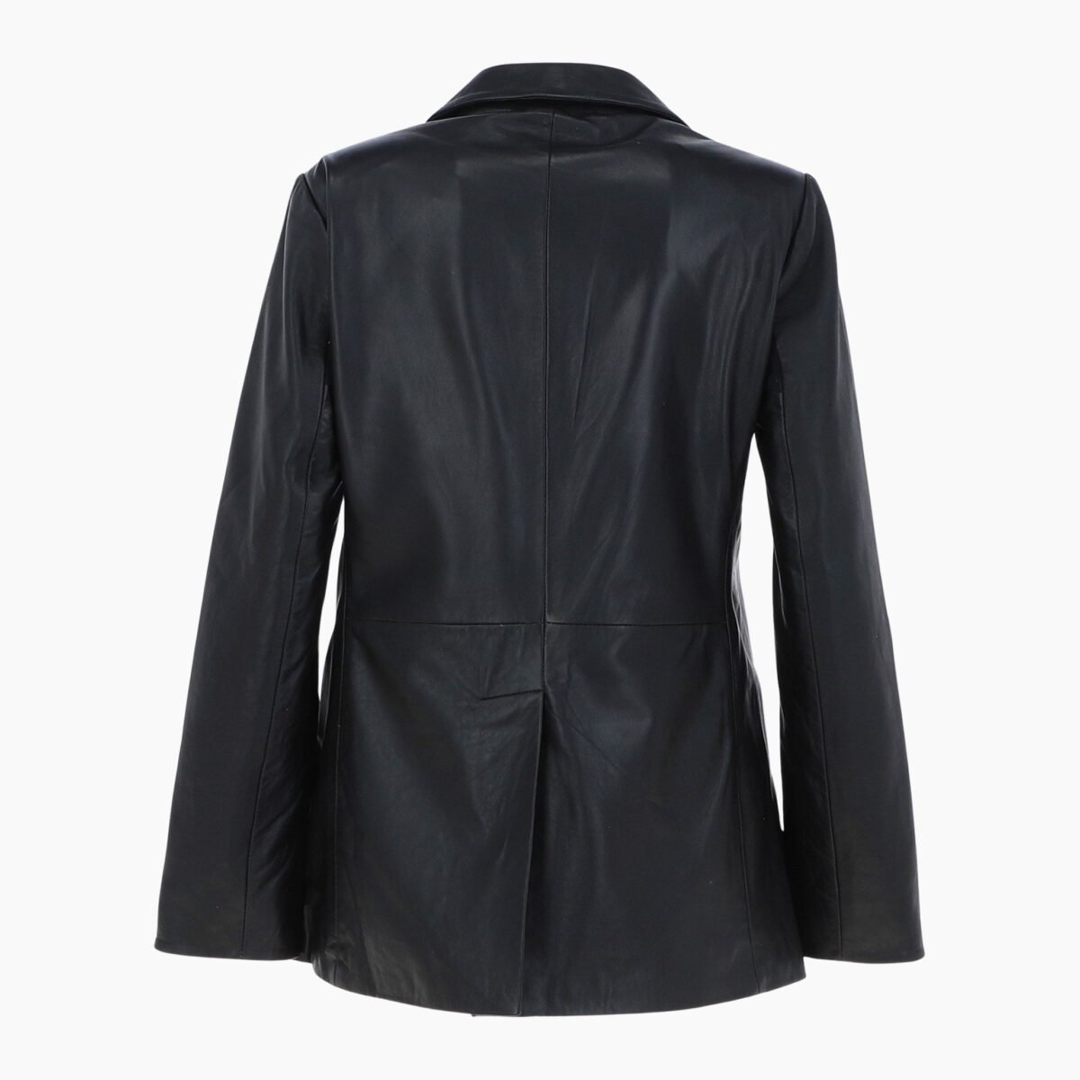 Womens Leather Fashion Single Breasted Blazer Black