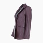 Womens Leather Fashion Single Breasted Blazer Burgundy
