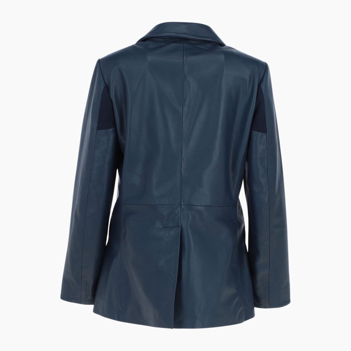 Womens Leather Fashion Single Breasted Blazer Navy