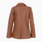 Womens Leather Fashion Single Breasted Blazer Tan